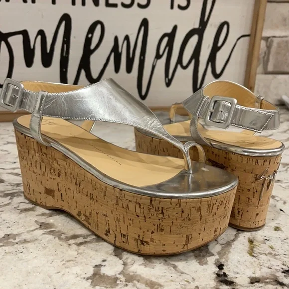 Giuseppe Zanotti Shoes Giuseppe Zanotti Silver Metallic Cork